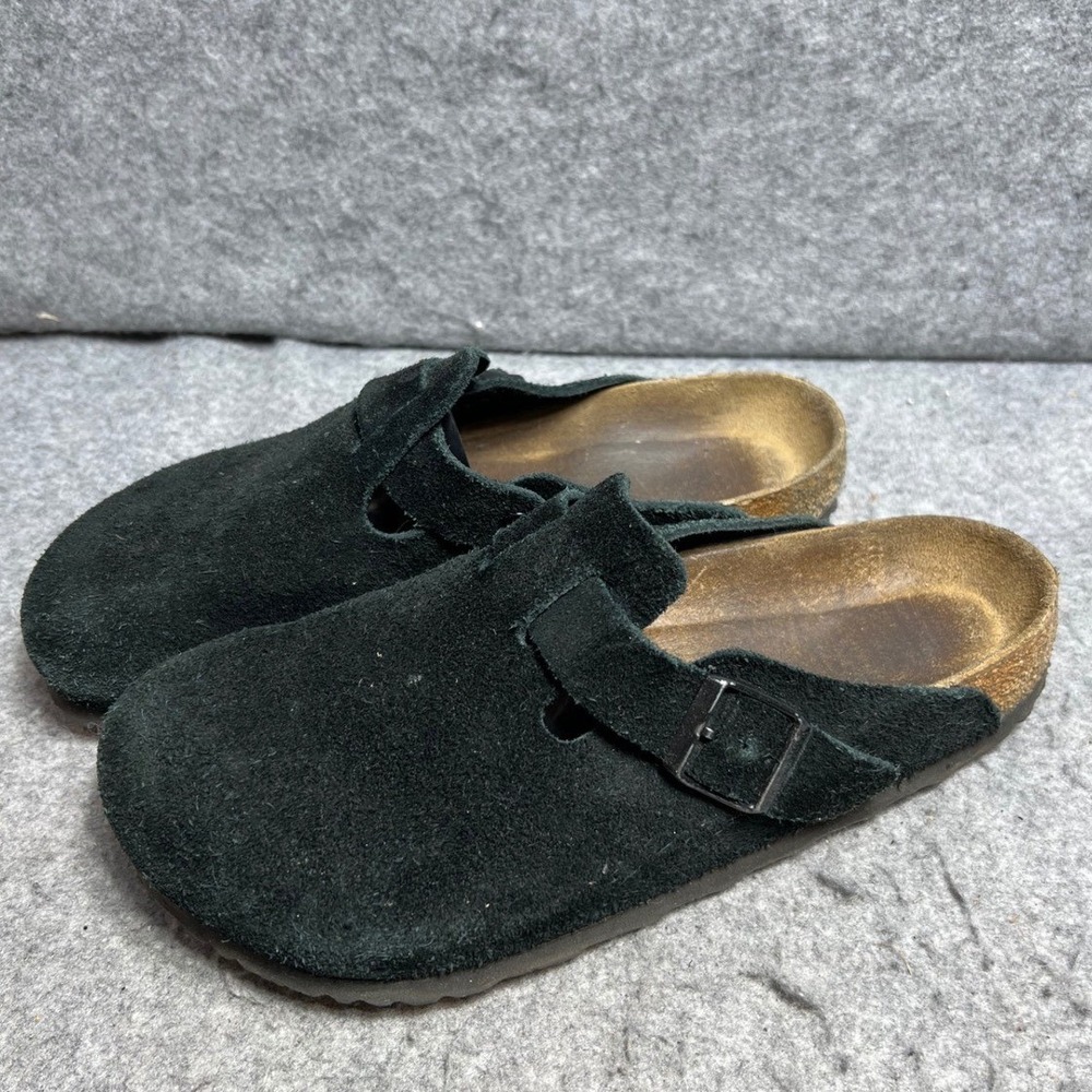 Birkenstock Boston Black Suede Clogs Mens Size 42 Slip On Comfort Shoes